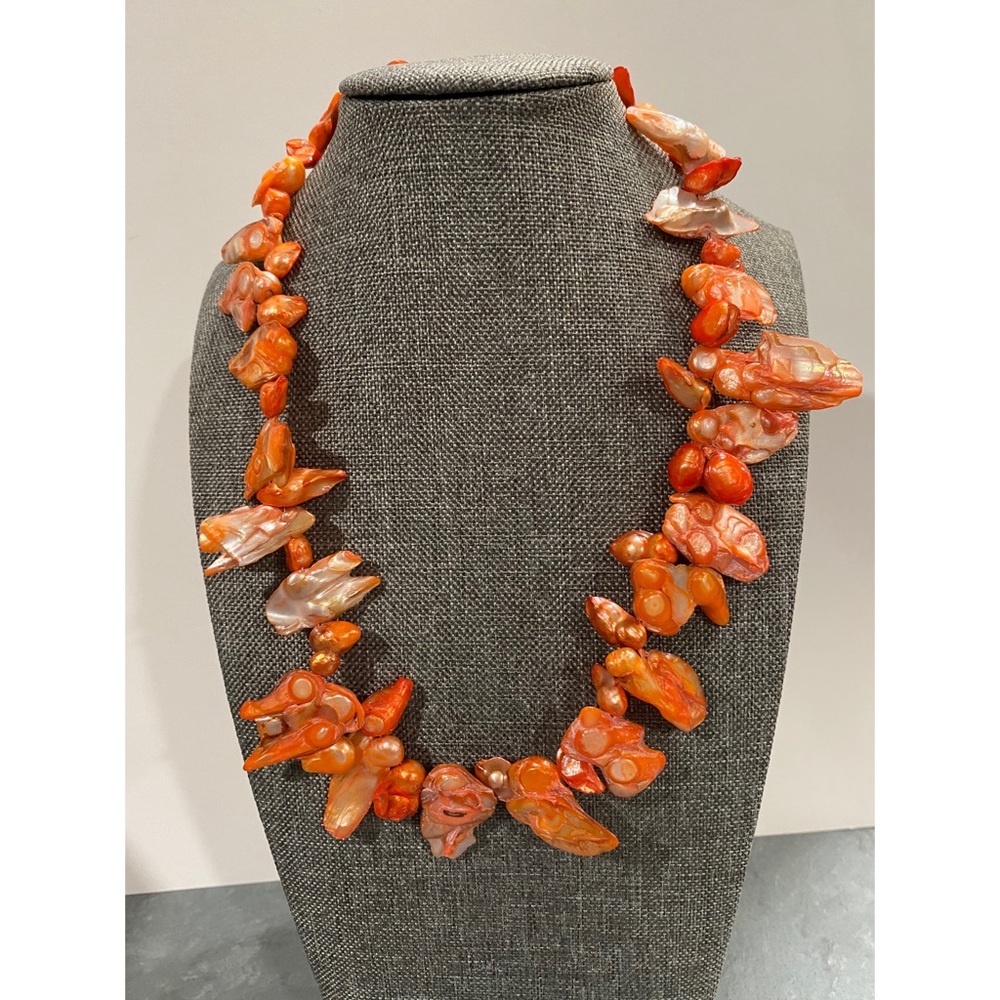 Handmade blister pearl necklace.
